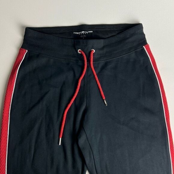 Tommy Hilfiger Sport Track Pants in Black with Red Mesh Stripes - Size M NWOT - Picture 3 of 9